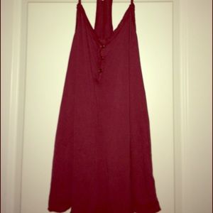 maroon button down spaghetti strap tank top